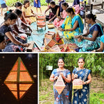 Load image into Gallery viewer, Tribal women artisan handcrafting Kandil-Shukra bamboo kandil in Maharashtra