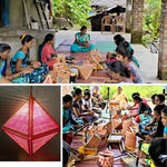Load image into Gallery viewer, Tribal women artisan handcrafting Kandil-Harshal bamboo kandil in Maharashtra