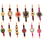 Load image into Gallery viewer, Bamboo Rakhi Gift Set - Pack of 12 | Plantable Rakhi By Tribal Women