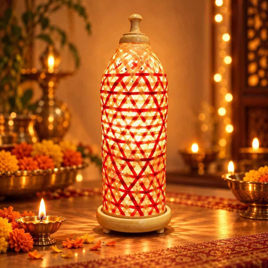Kandil K Eco Friendly Bamboo Diwali Table Lantern.