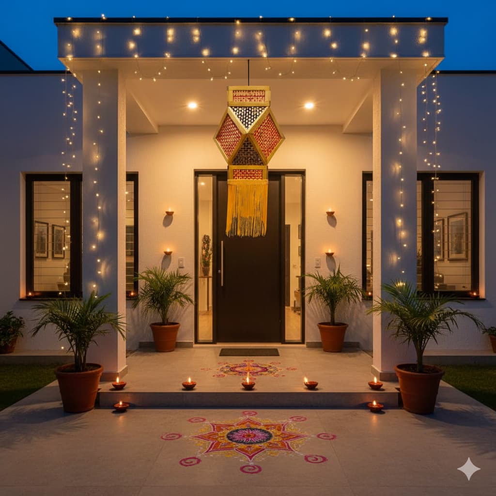 Decorative Mangal Akash Kandil – Handmade Bamboo Hexagonal Diwali Lamp