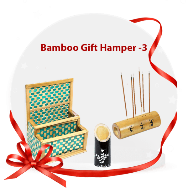 Bamboo Gift Hamper 3 (Book Holder, Agarbatti Stand, Single Pen Stand)